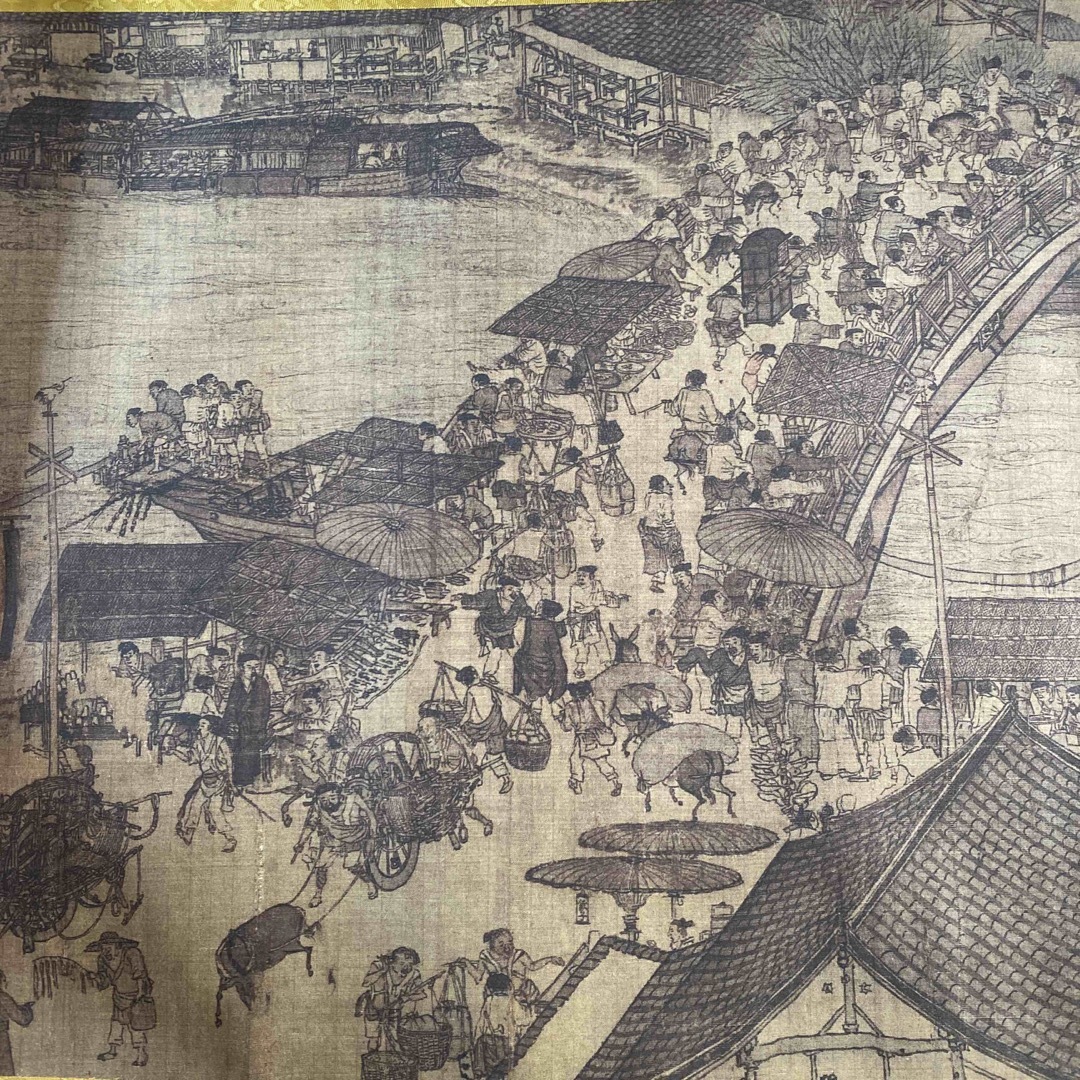 ☆藏品☆「清明上河図」張択端 山水図 風景画 中国 芯 絵 美術 古美術