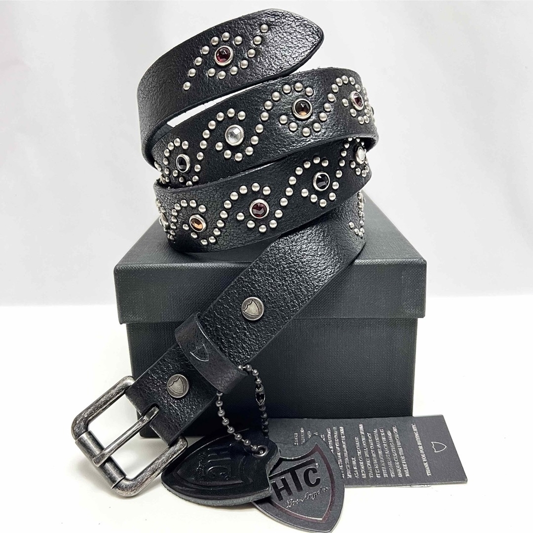 future archive 黒 レザー スタッズベルト ラインストーンベルト