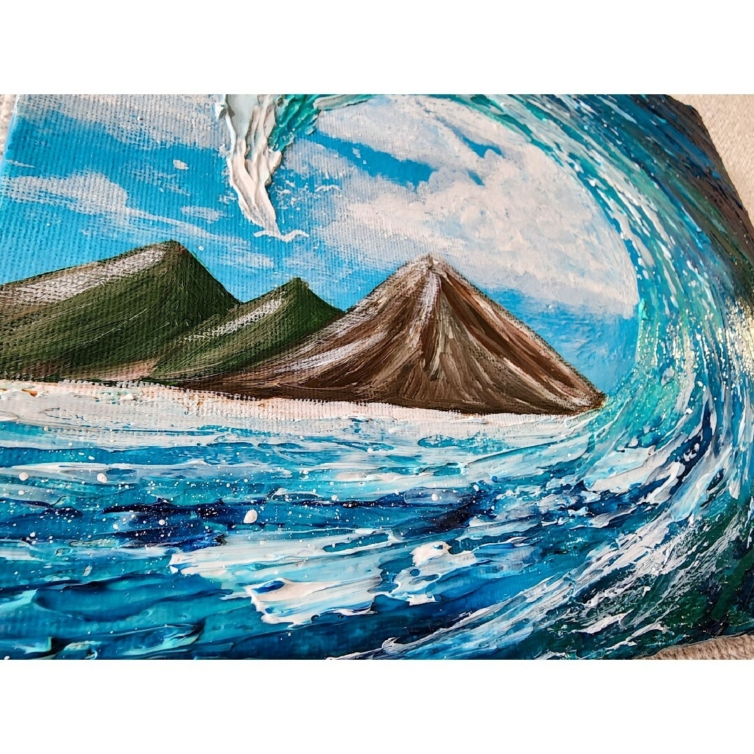 風景画 海 テクスチャーアート 抽象画 海の絵 夏 サーフィン アクリル