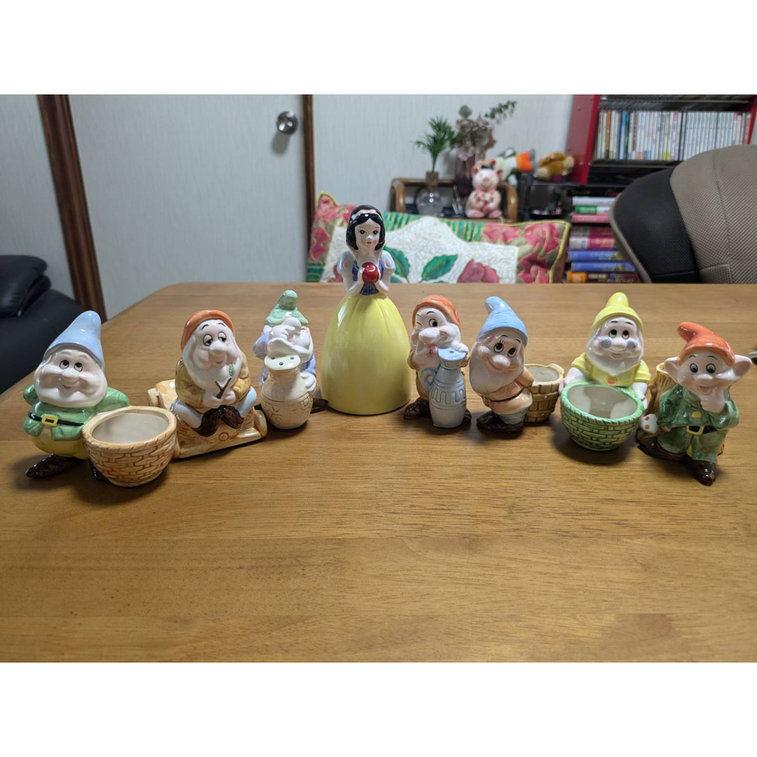 東京ディズニーランド 7人の小人 白雪姫 調味料入れ 陶器 8点セットの