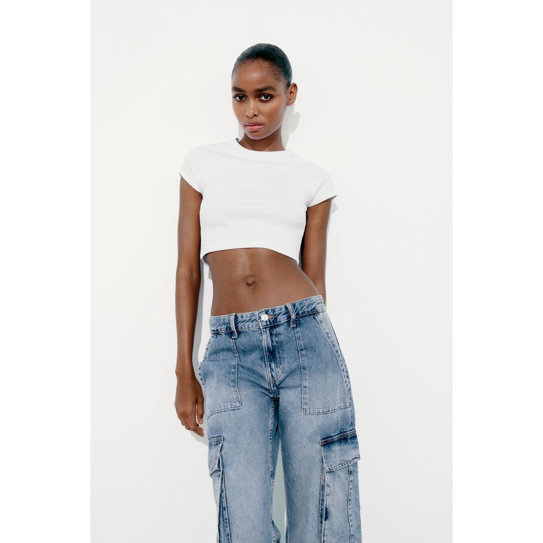 ZARA - TRF カーゴ ミッドライズ デニムパンツの通販 by reuse｜ザラ