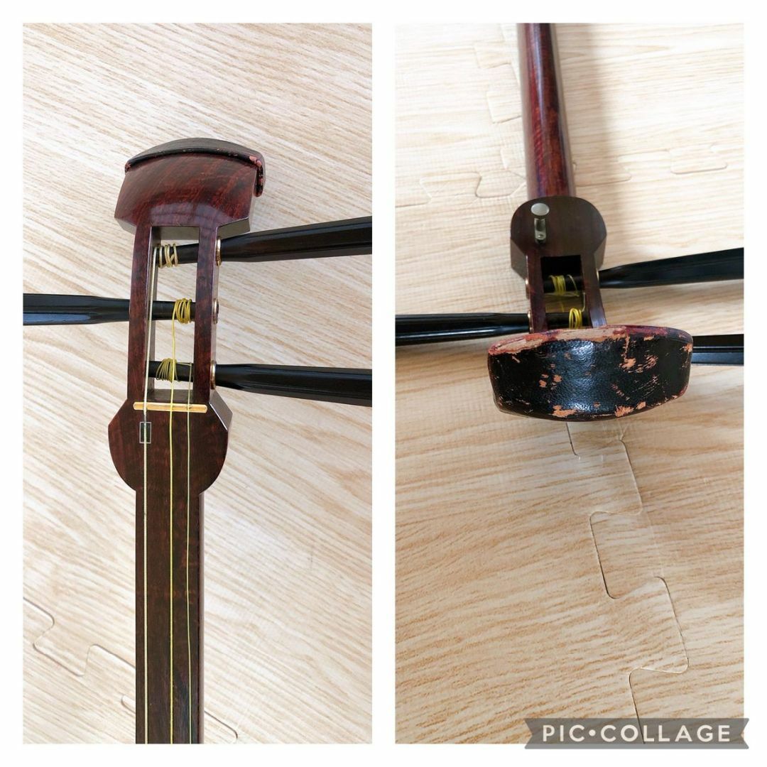 三味線 中棹 紅木 金細 綾杉胴 ハードケース 皮破れ 糸切れ 三味線