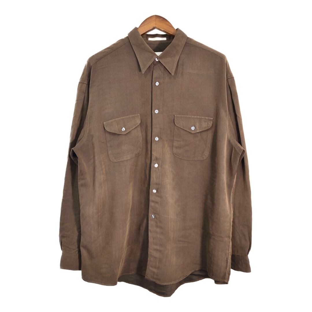 90年代 PERRY ELLIS ペリー エリス レーヨンシャツ ブラウン (メンズ