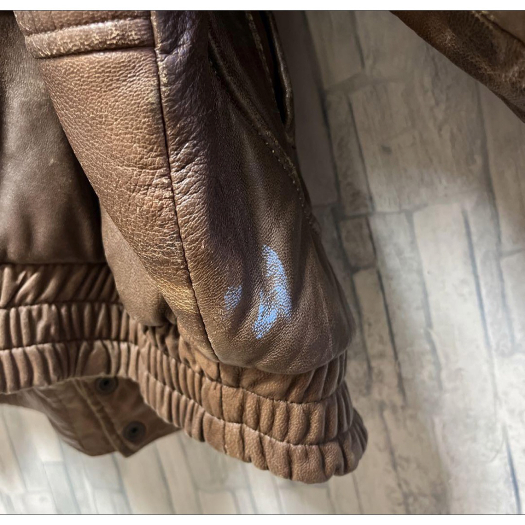 A-2 A2 type フライトジャケット ラムレザー 本革 中綿 ブラウンの通販