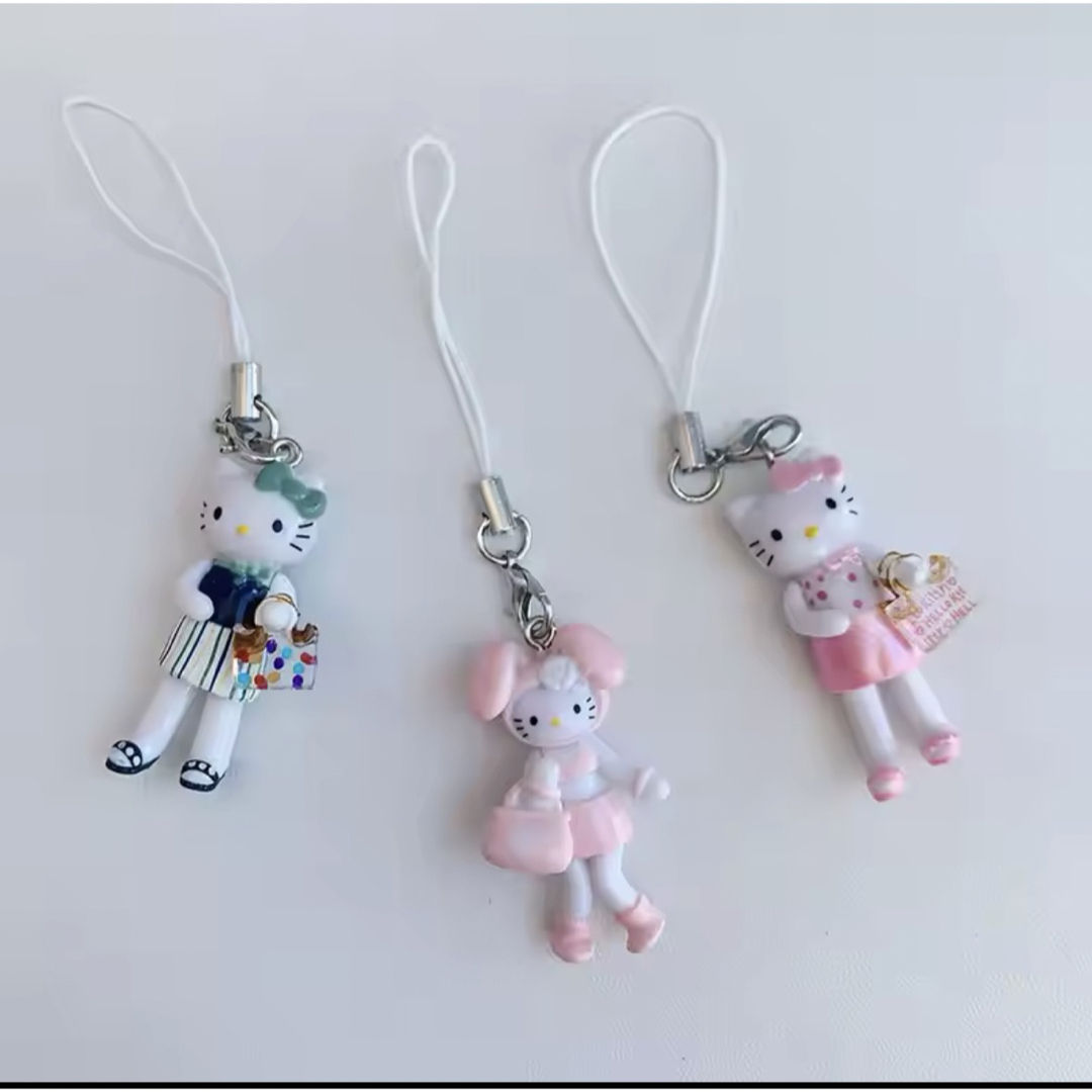 ハローキティ 足長キティ うさ耳キティ ストラップキーホルダー3点