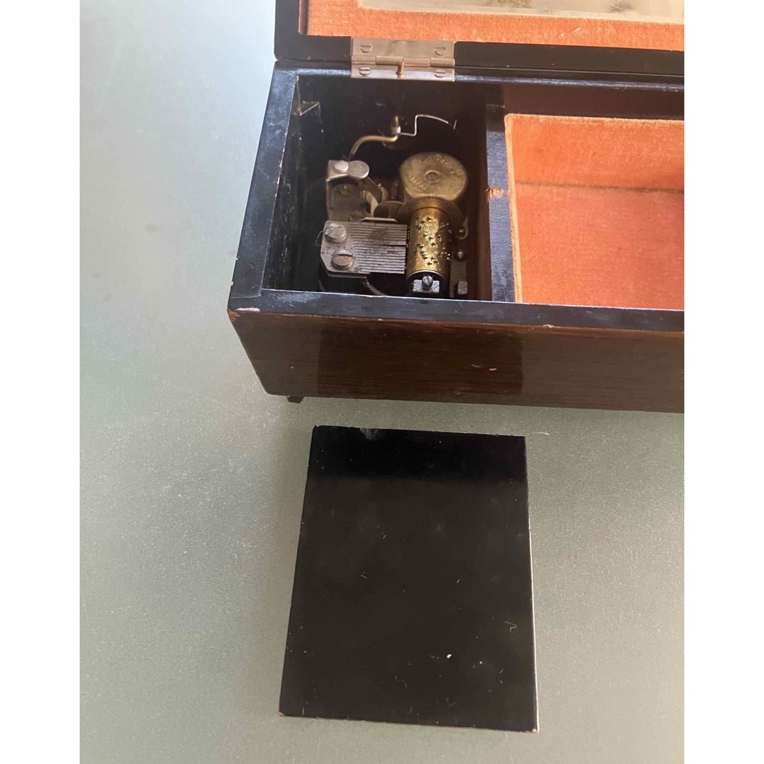 昭和レトロ オルゴール 木製箱 木彫 ビンテージ 宝石箱 ジュエリー