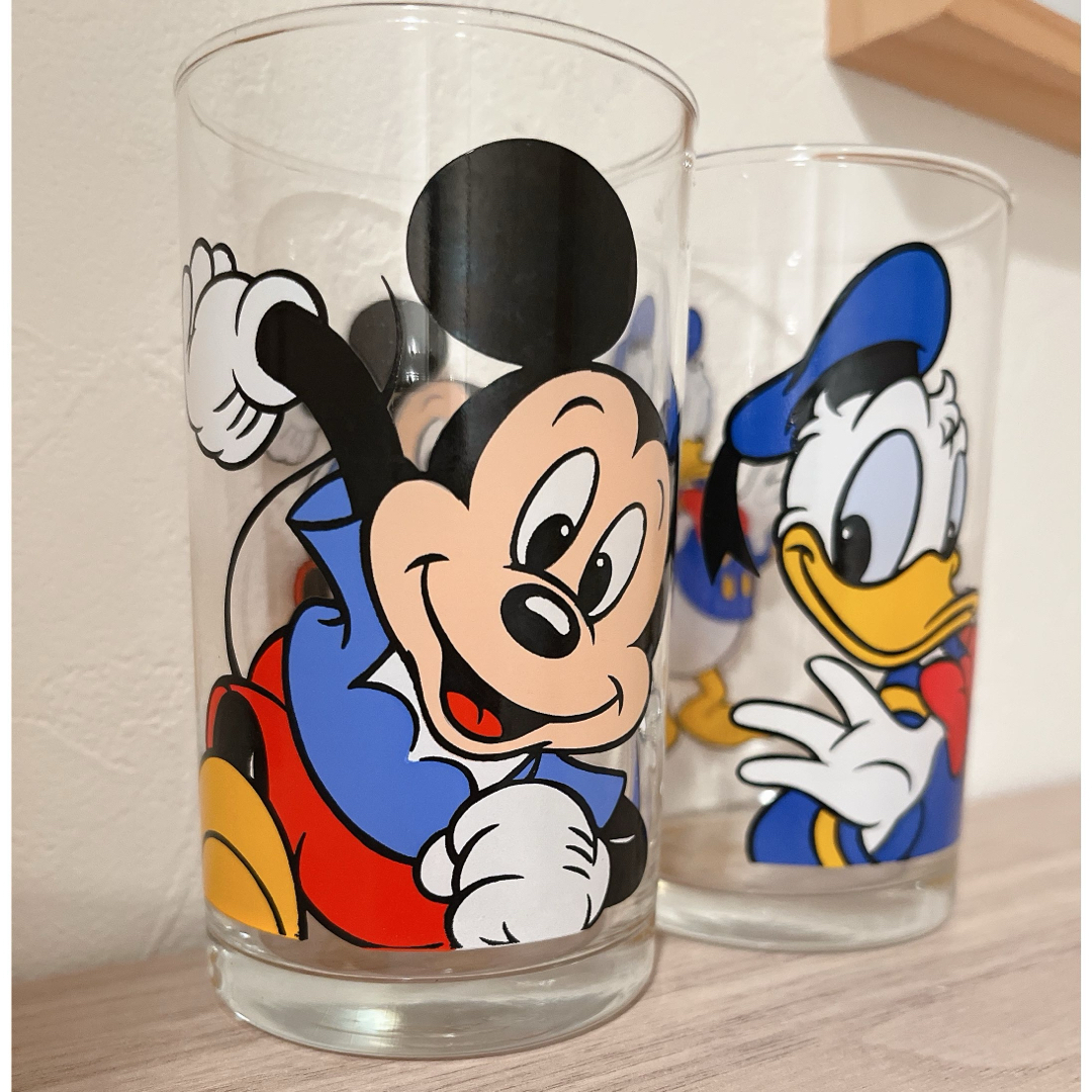 Disney - レトロ ディズニーグラス ペアセット ミッキー ドナルド の