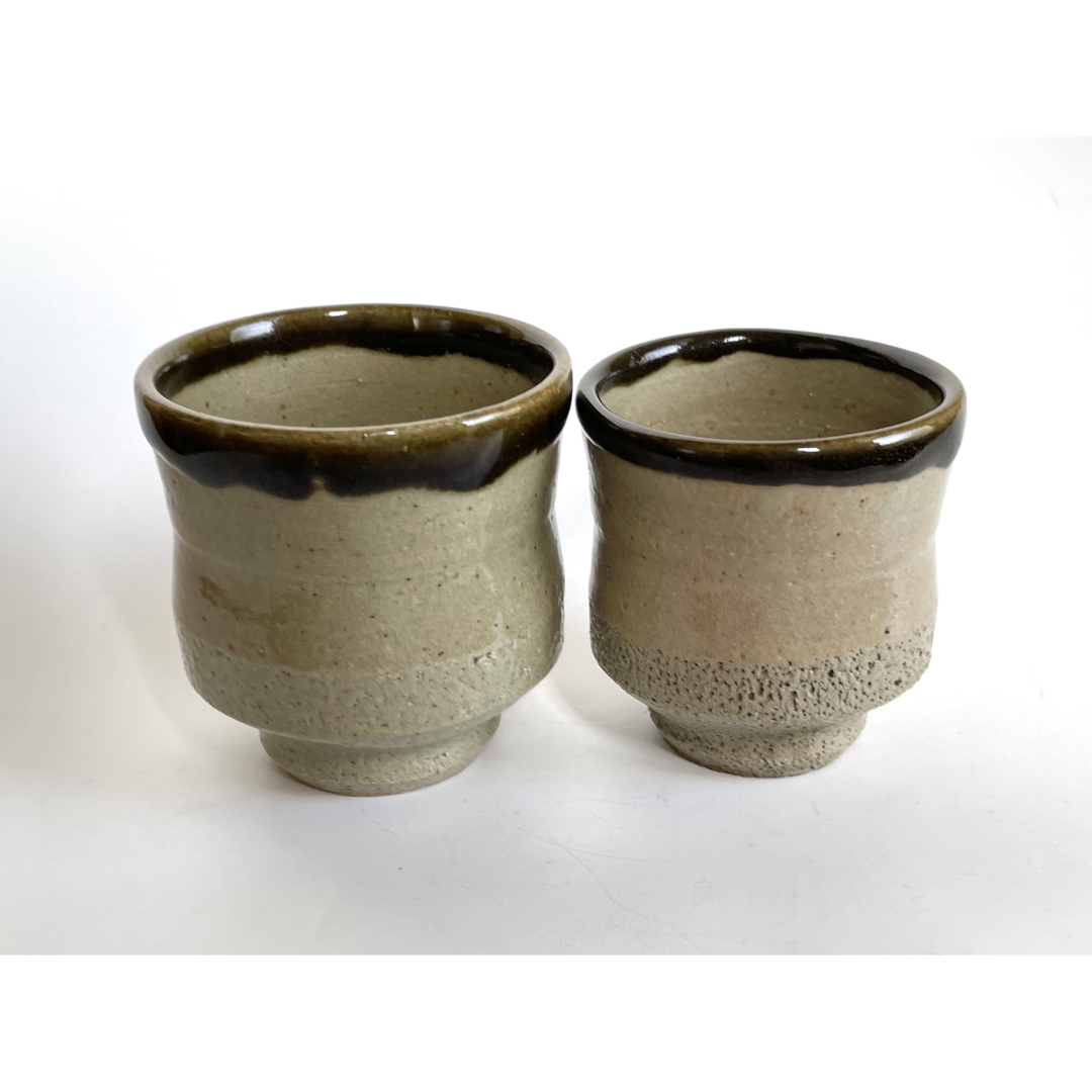 本物保証濱田庄司(浜田庄司) 湯呑壱對(一対）共箱 人間国宝 益子焼