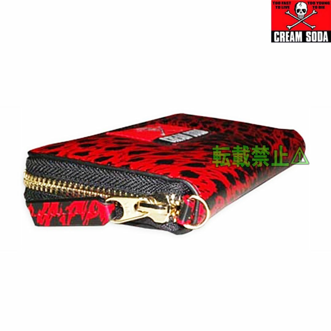 BOUNTY HUNTER - 新品クリームソーダ角ドクロ赤色レッドヒョウ柄長財布