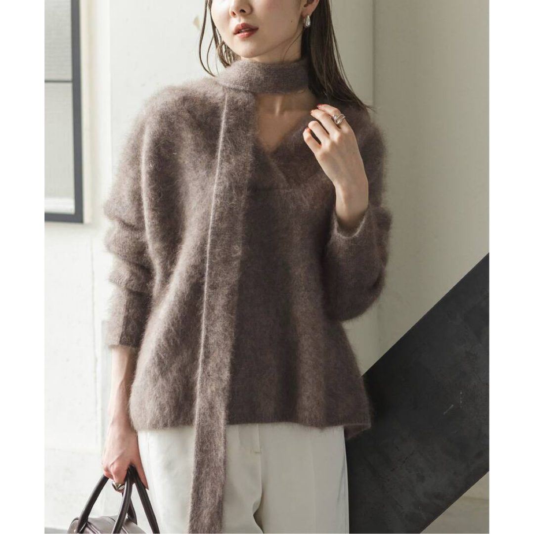 Noble - 新品☆ NOBLE ファーニットVネックプルオーバー ブラウンの