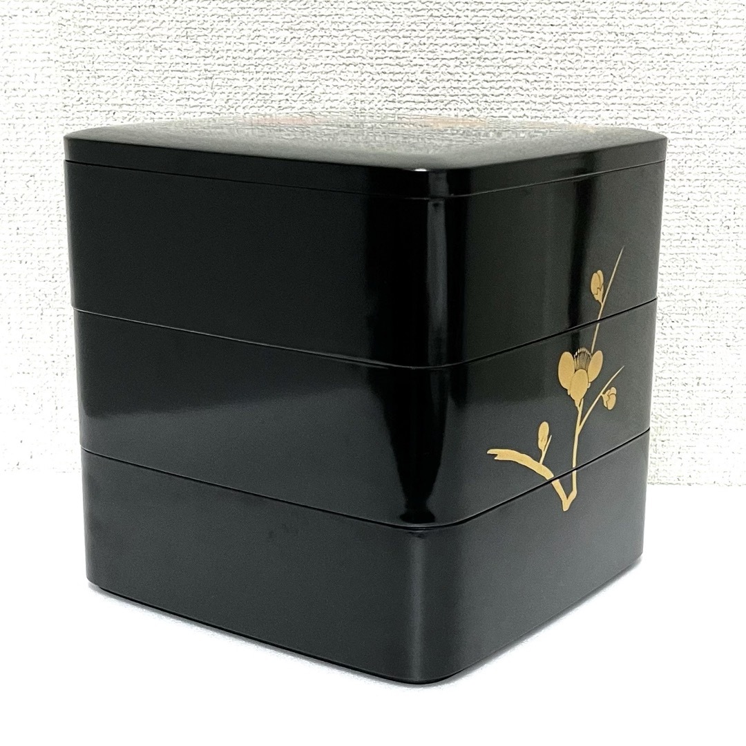 漆器 会津塗 三段 重箱 枝梅 雅匠 黒の通販 by k-mix's shop｜ラクマ