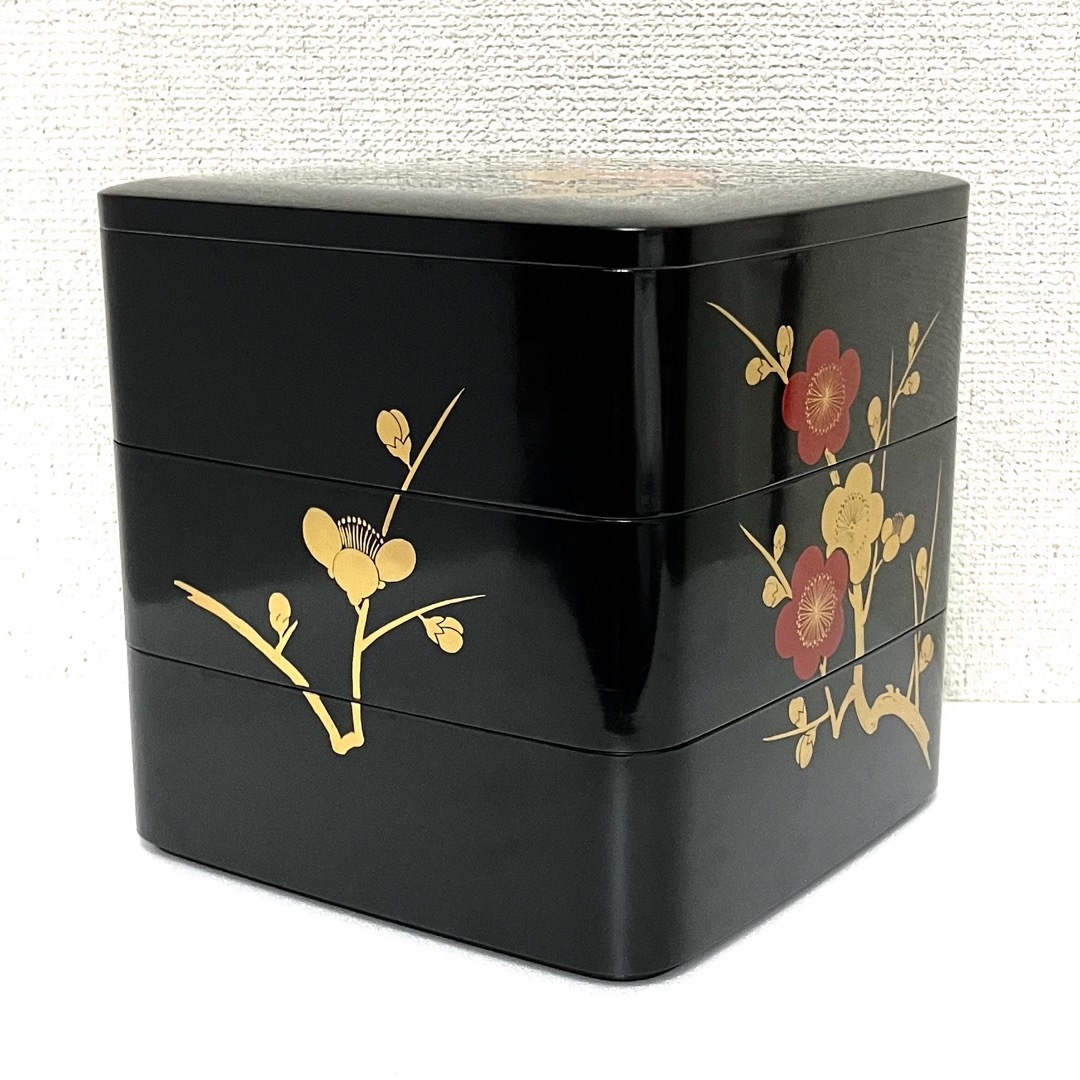 漆器 会津塗 三段 重箱 枝梅 雅匠 黒の通販 by k-mix's shop｜ラクマ