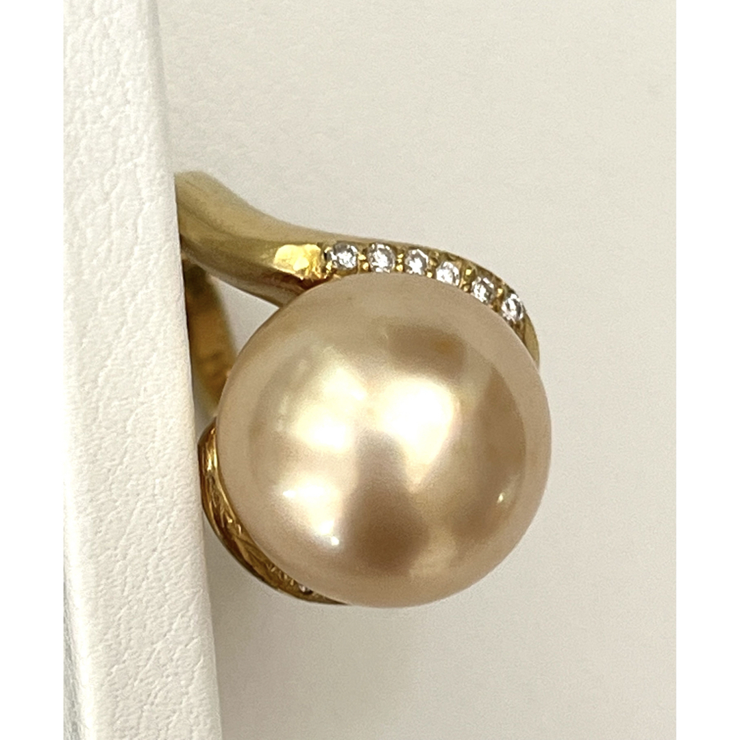 南洋ゴールデンパール指輪 南洋白蝶真珠ゴールデンパールリング