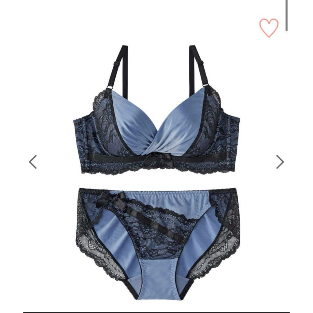 aimer feel - エメフィール ブラジャー ショーツ セット サテン ブルー