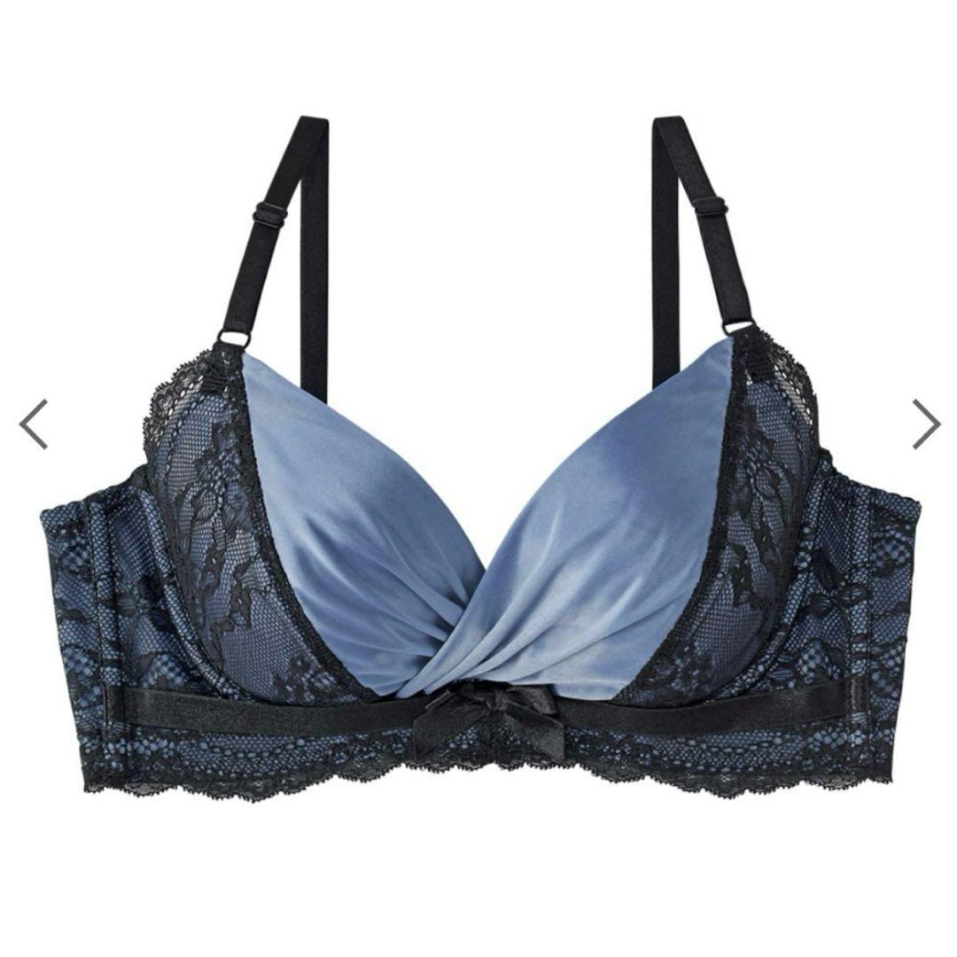 aimer feel - エメフィール ブラジャー ショーツ セット サテン ブルー