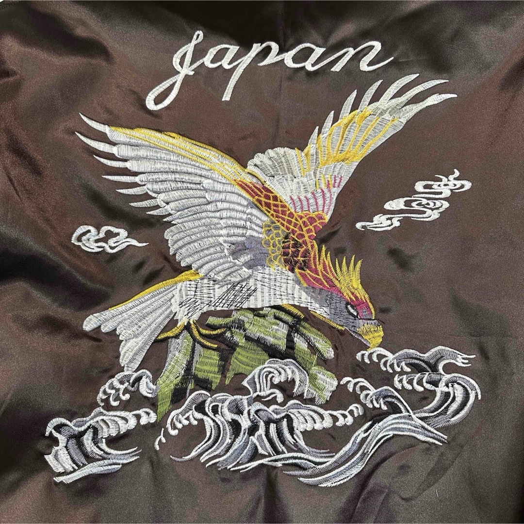 一心如鏡 ビッグサイズ5L スカジャン 鷹 鷲 和柄刺繍 ブルゾン サテン