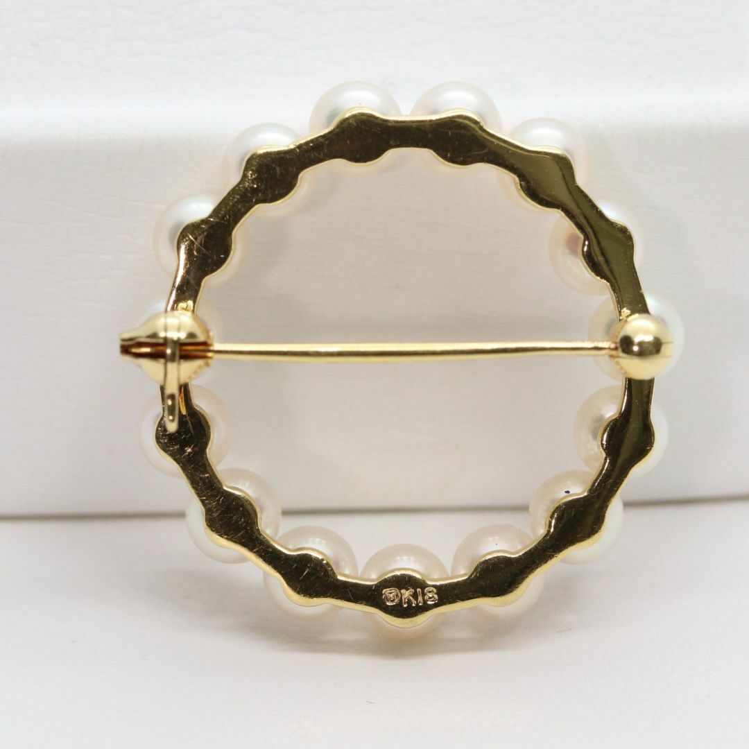 MIKIMOTO - ミキモト K18 サークル ブローチ ベビーパール /24-3371Sの