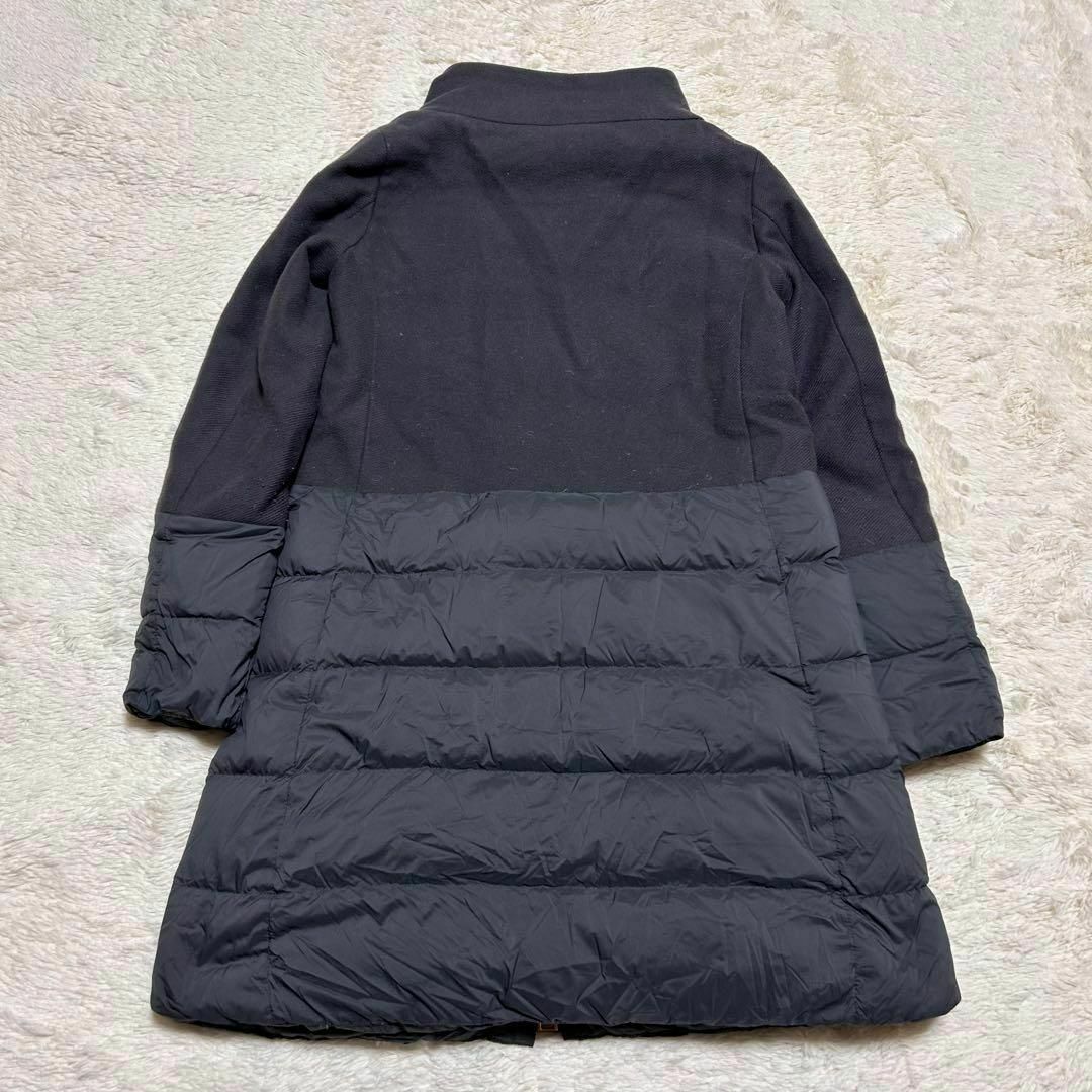 HERNO - ヘルノ 異素材ダウンコート ロング丈 切替 ダブルジップ 40の