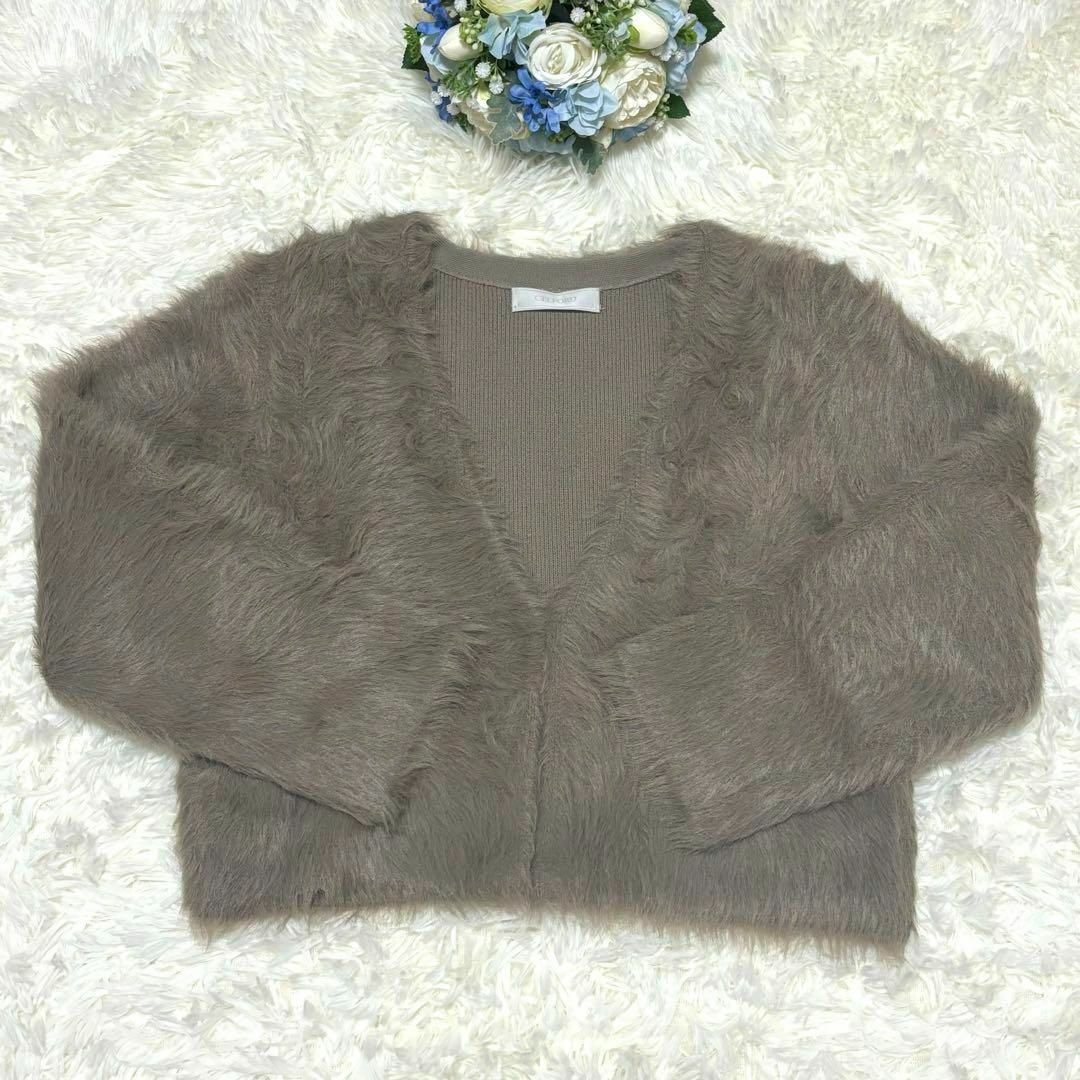 CELFORD - 美品✨CELFORD ファーライクニットカーディガン ボレロ モカ