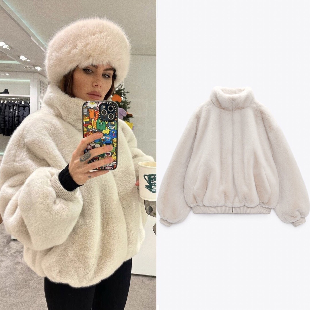 ZARA - 新品 ZARA フェイクファーボンバージャケット Lサイズの通販 by