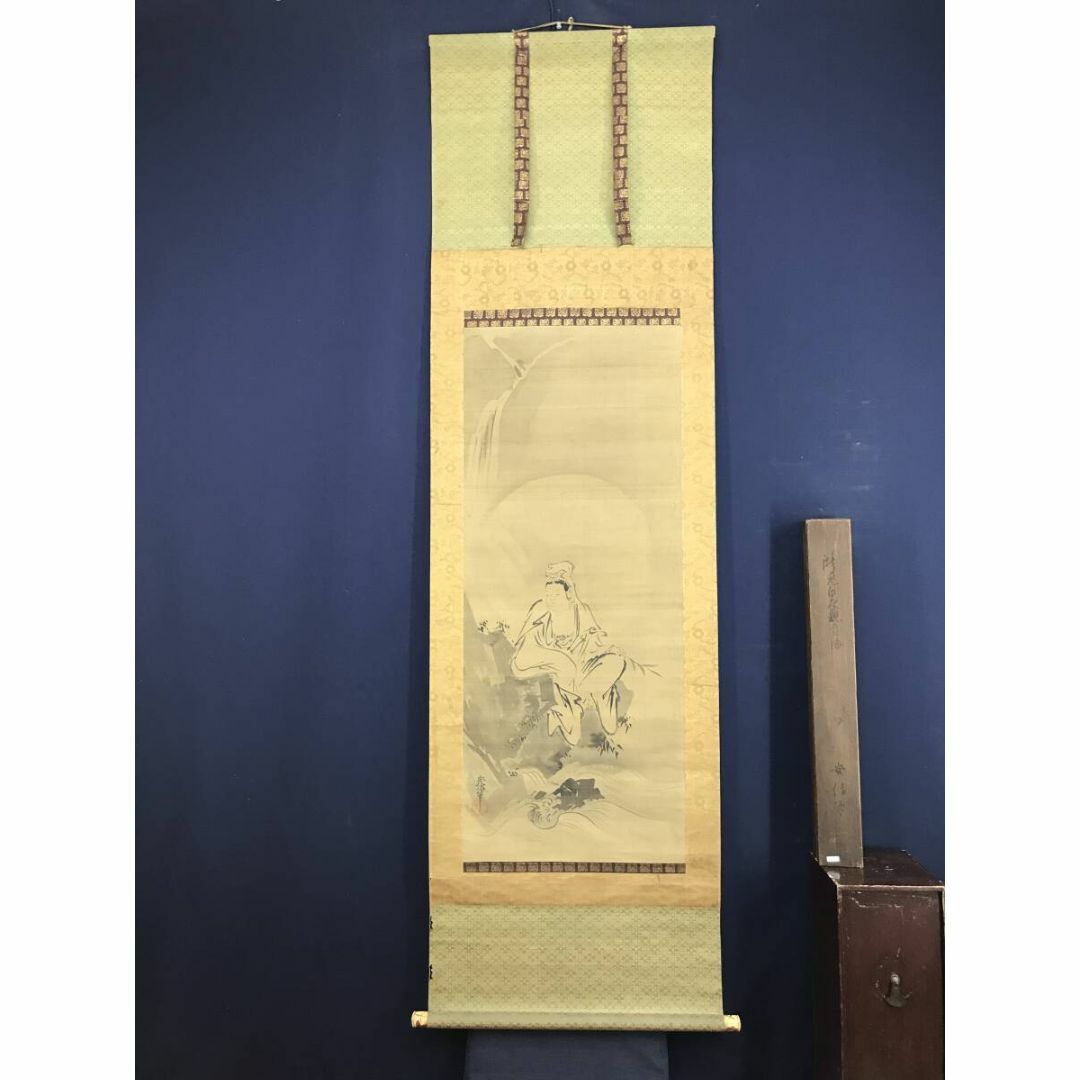 真作/狩野安信/滝見白衣観音図/観音図/仏画/掛軸☆宝船☆AH-668の通販