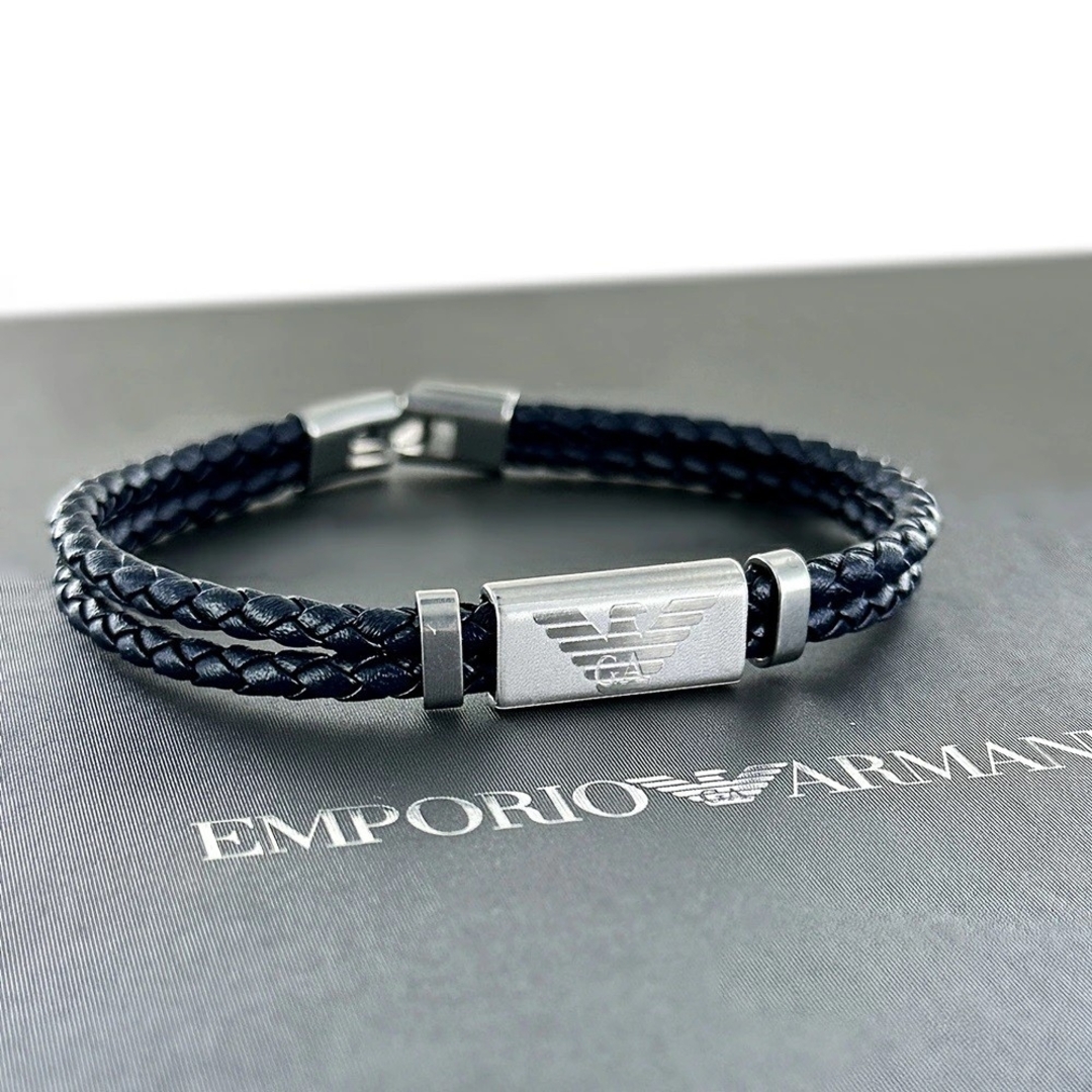 EMPORIO ARMANI - エンポリオアルマーニ レザーブレスレット ネイビー