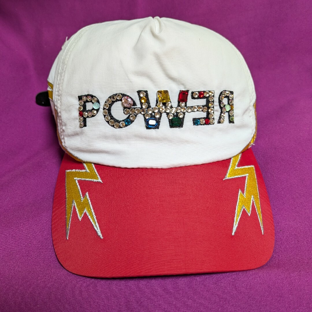 PEACEMINUSONE - ⚡️G-DRAGON POWER キャップ /赤白×稲妻⚡️ビジュー