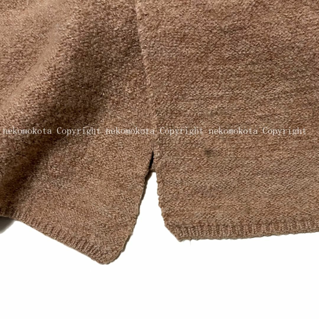 45R - 45R ウール アルパカ 縮絨 ノーカラー ニット コート ブラウン
