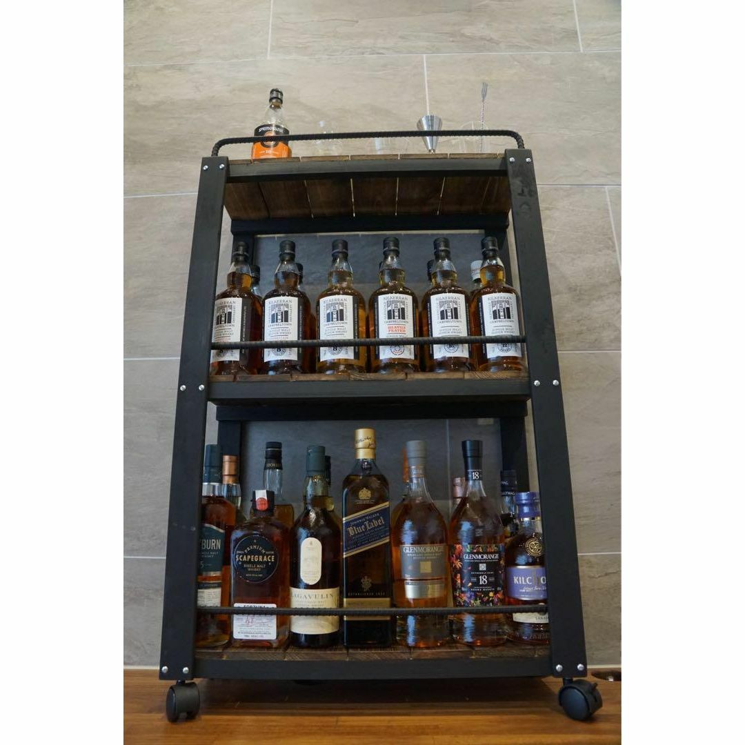 ウィスキーラック ワゴンタイプ 男前インテリア 棚 606の通販 by