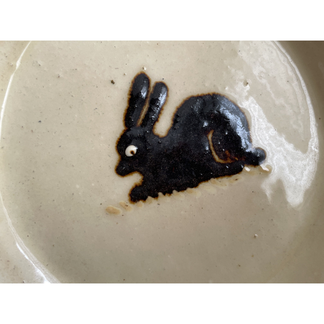 陶芸家 作家物 船木研児 舩木 研兒 うさぎ 丸皿 布志名焼 出雲 民芸