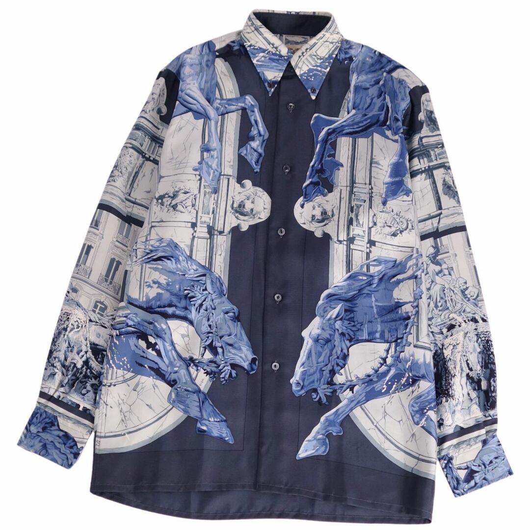 HERMES - 極美品 Vintage エルメス HERMES シャツ ロングスリーブ 総柄