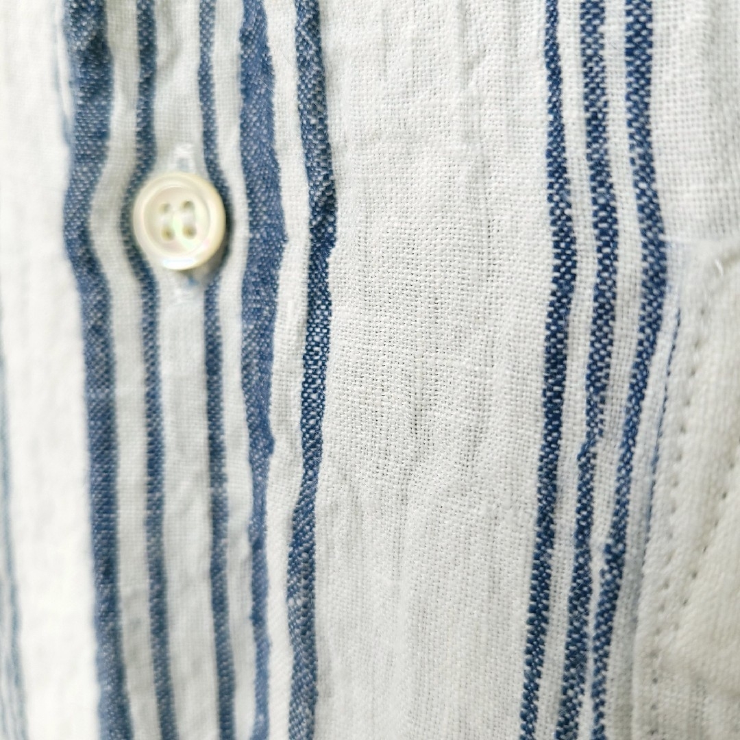 nest Robe - ◇コンフェクト◇ リネン ワイドストライプ バンドカラー