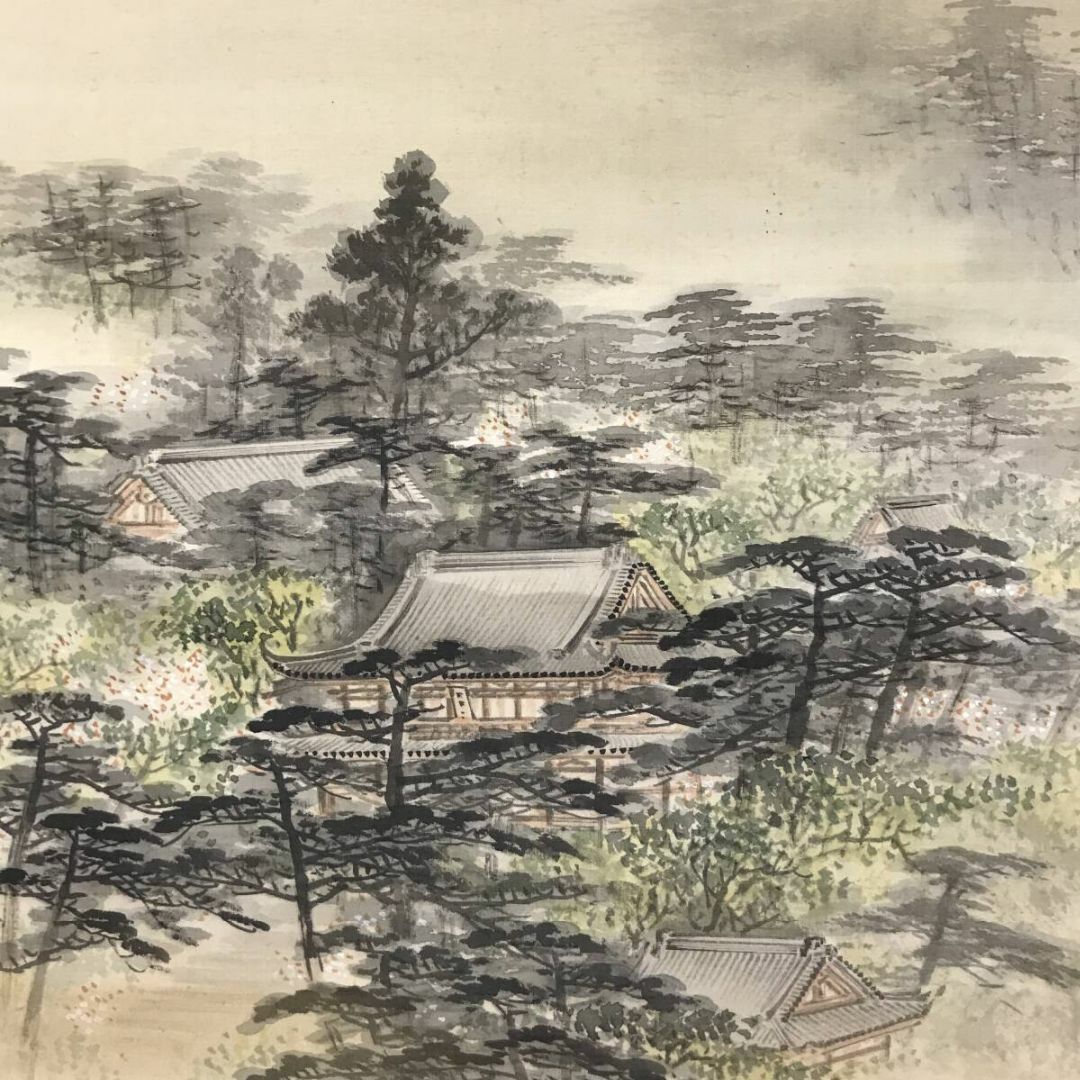 真作/山口華坪/薔薇花瓶図/バラ/布袋屋掛軸HH-884 真作/山口華坪/薔薇