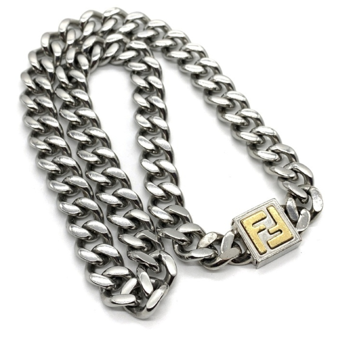 FENDI - FENDI フェンディ FFロゴ 喜平チェーンネックレス パラジウム