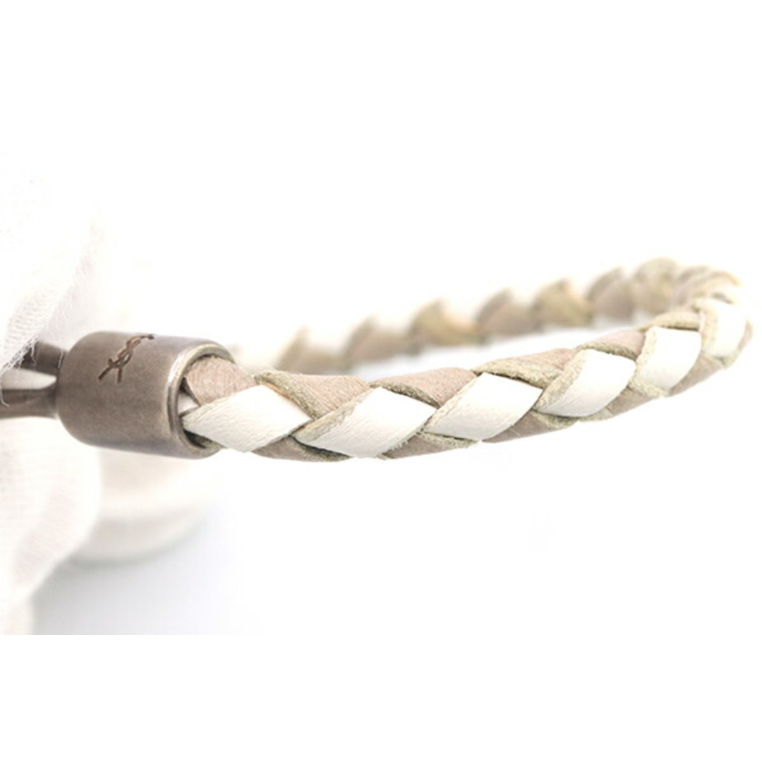 SAINT LAURENT - サンローラン ブレスレット グレー ホワイト レザーの