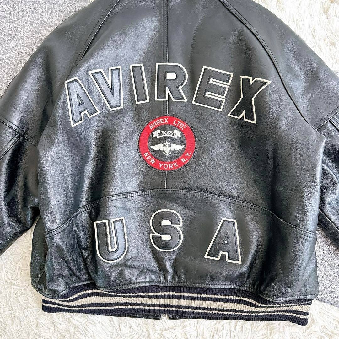AVIREX - 良品 AVIREX アーチロゴ レザージャケット スタジャン L