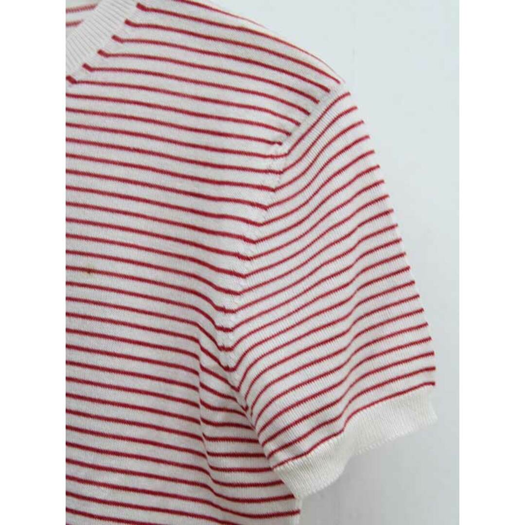 PRADA - プラダ 半袖ニットボーダーカットソー 38 レディース ホワイト