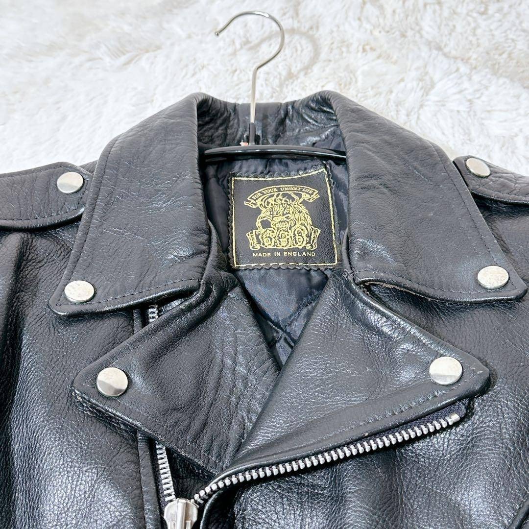 666 - 666 初期 死神タグ レザー ダブル ライダースジャケット 黒 M