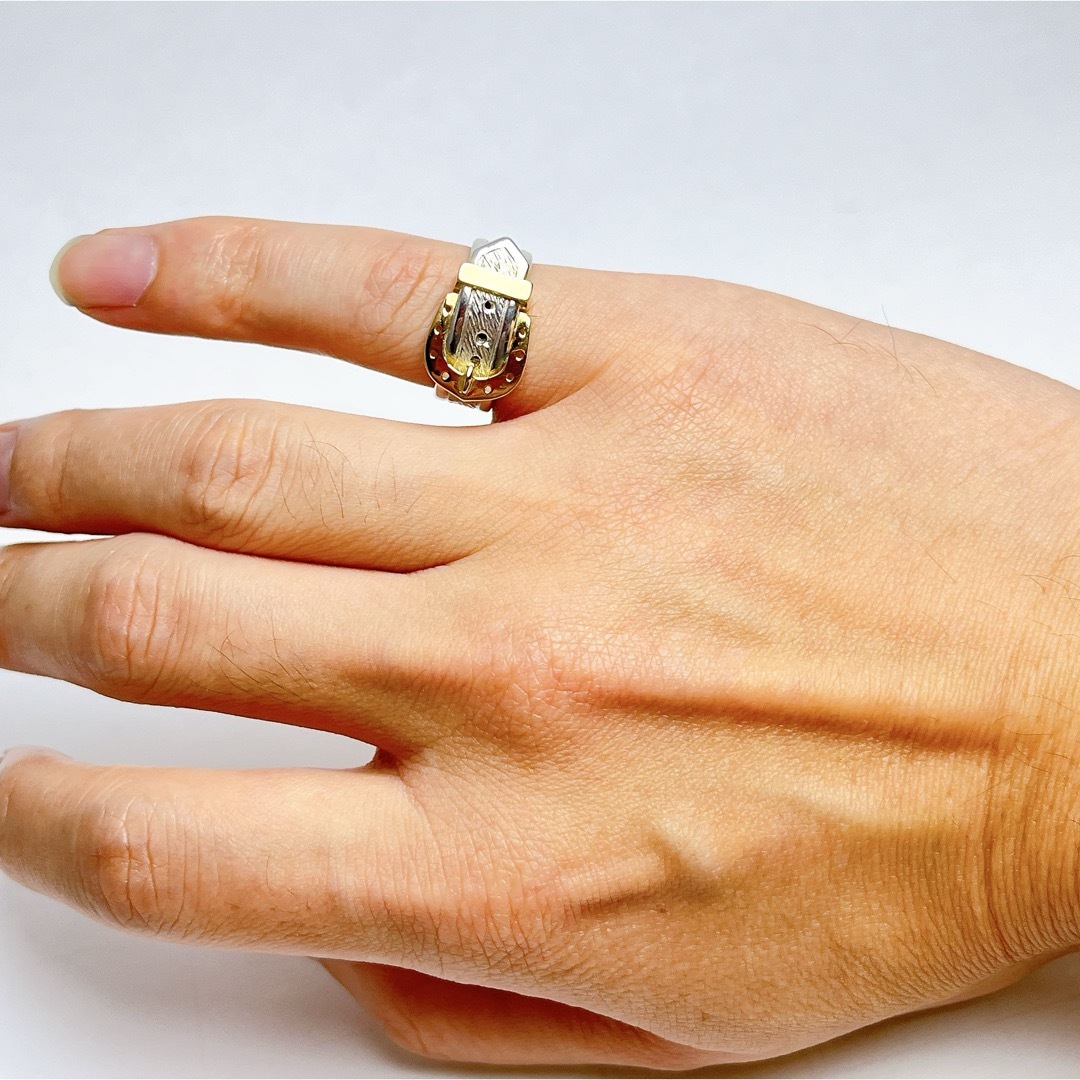 HERMES - エルメス ホースシュー バックル コンビ リング 925 750 10号