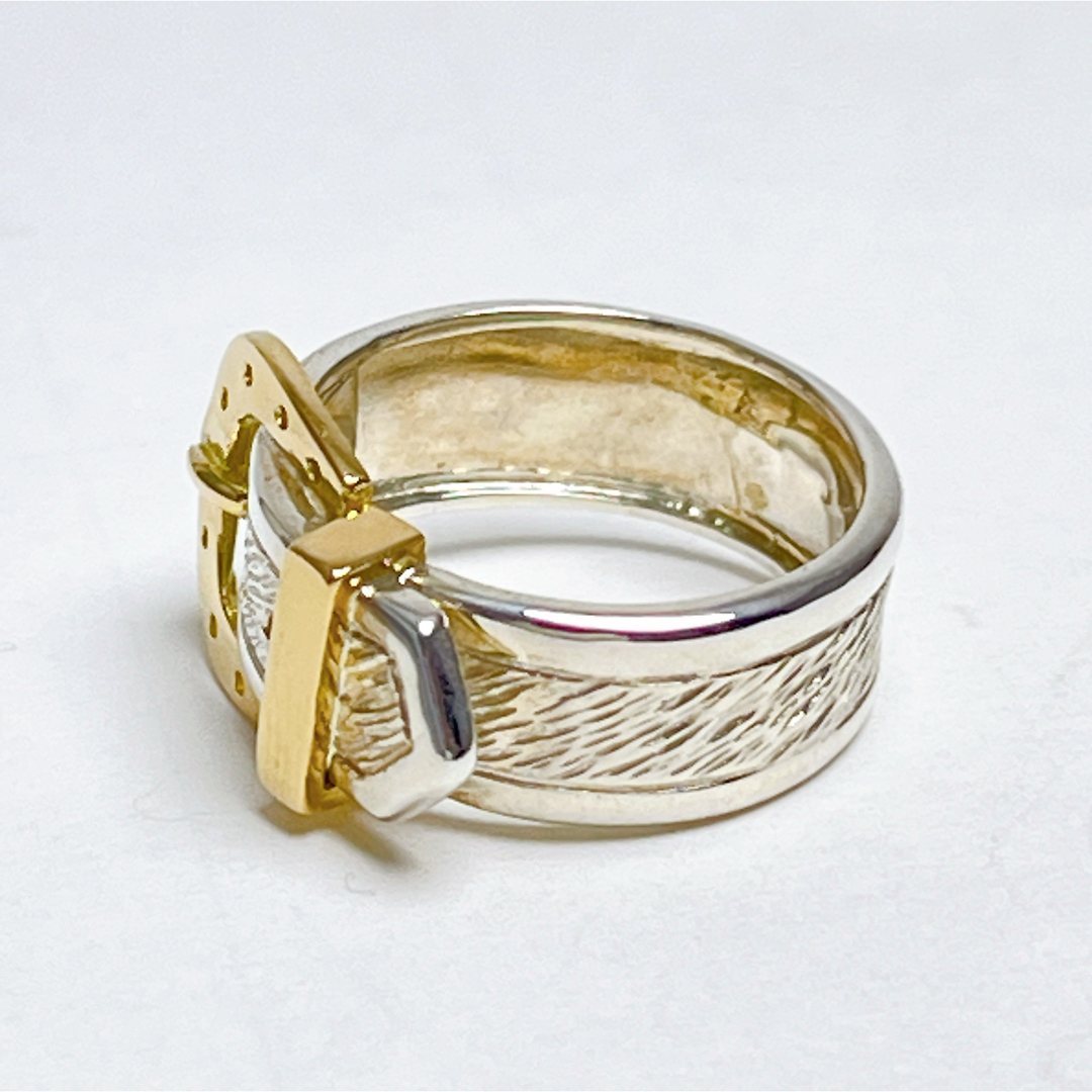 HERMES - エルメス ホースシュー バックル コンビ リング 925 750 10号