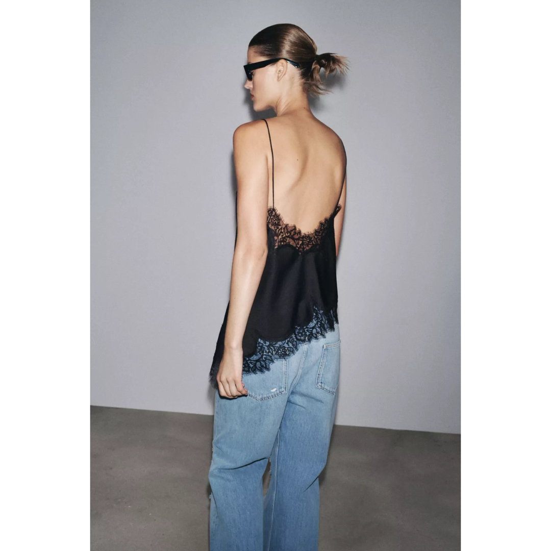 ZARA - 完売品 ZARA ZWコレクションレーストリムキャミソール ブラック