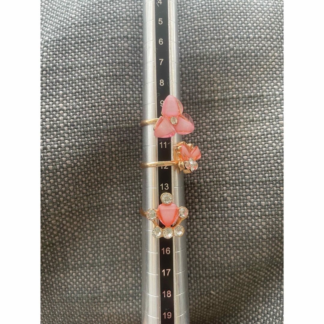 H.P.FRANCE - アッシュペーフランス ピンク花モチーフリング3点セット