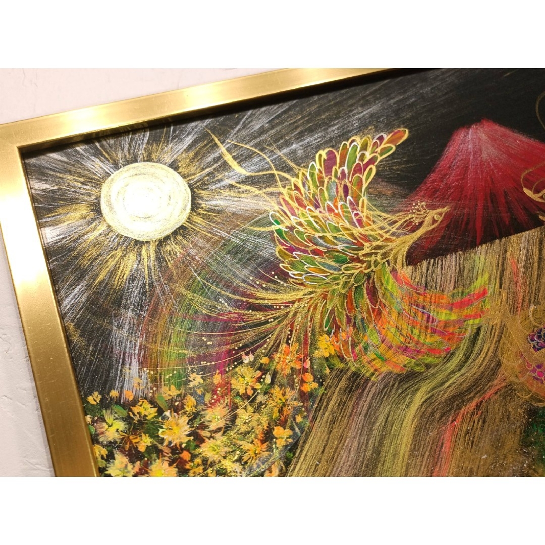 風水開運絵画＊永和来福図✡虹色昇龍と鳳凰～虹