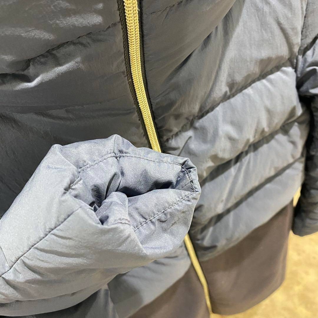 ヘルノHERNO ウール 切り替え ロングダウンジャケット ネイビー 40の