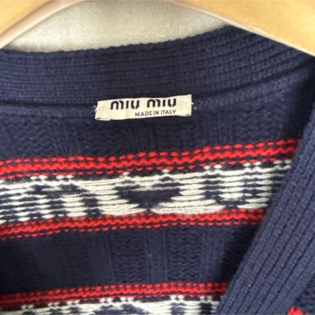 MIU MIU - miu miu ボーダーロゴ ハート カーディガンの通販 by