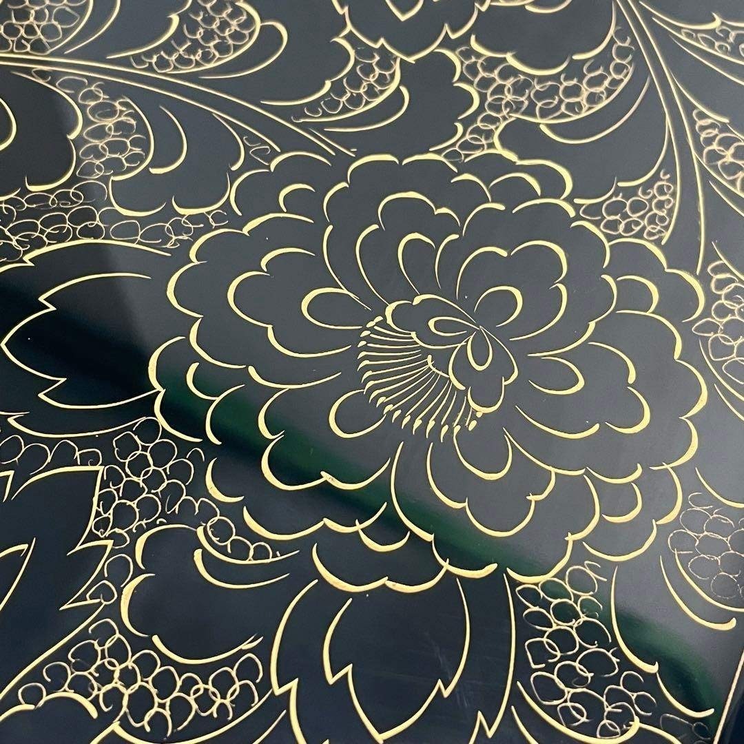 輪島塗り 玉峰作 三重箱 漆器のアソベ 蒔絵 金彩 牡丹唐草 漆器 重箱