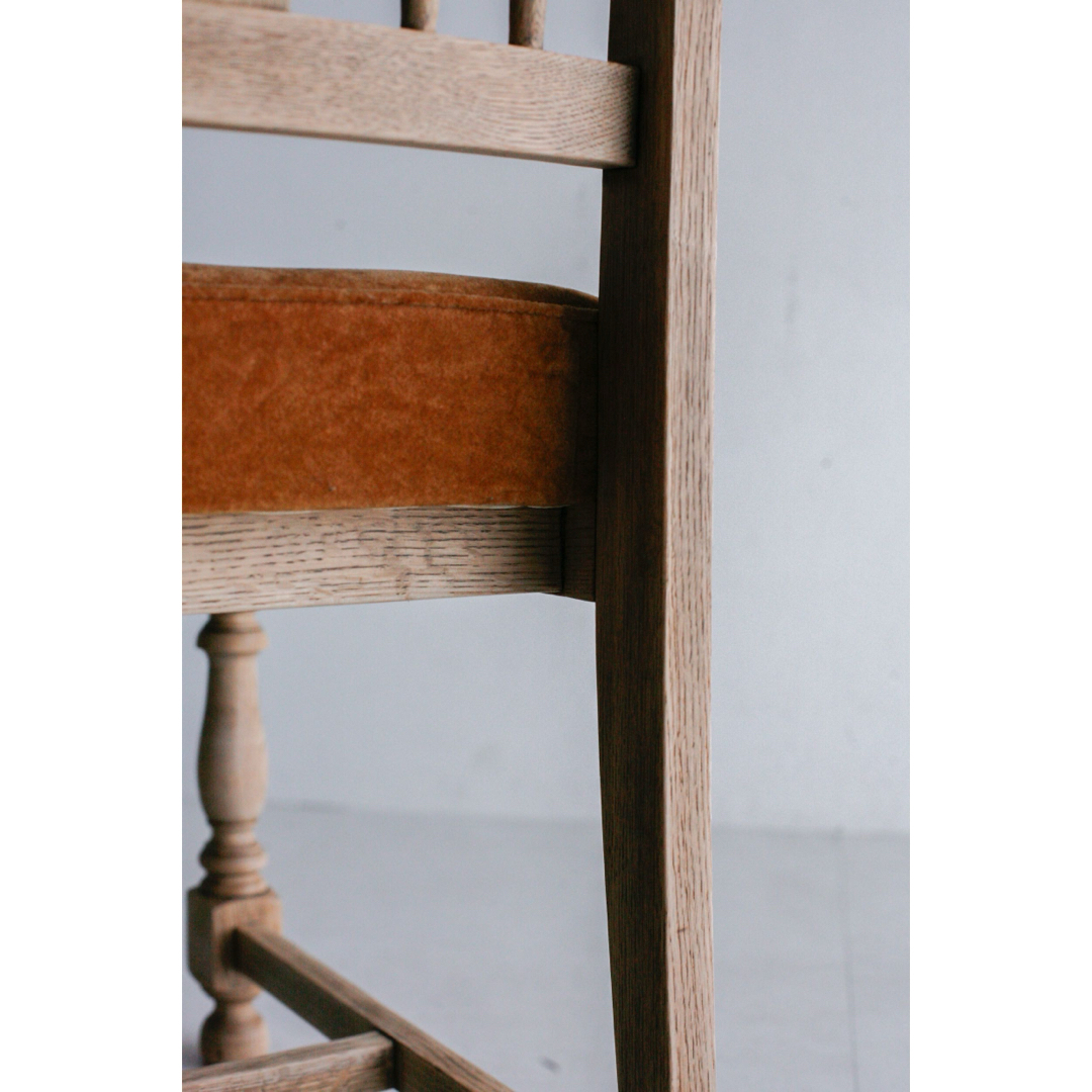 ナラ材 無垢材 白木 モケットチェア ダイニングチェア アンティーク