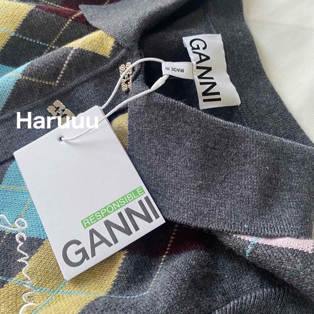 Ganni チェック柄 ニット セーター 長袖M