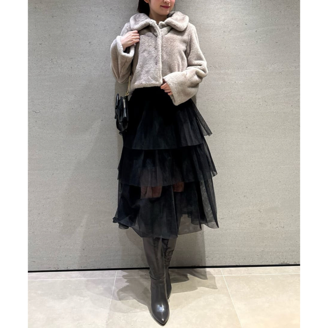 SNIDEL - snidel スナ チュールパニエスカート 黒の通販 by