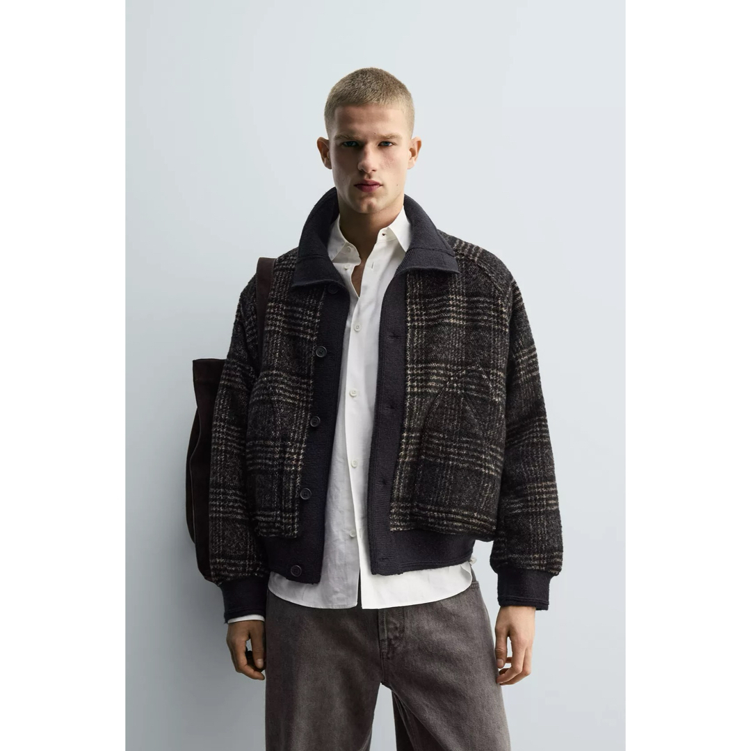 ZARA - zara ザラ リブ襟切り替えジャケット Mの通販 by GR｜ザラなら